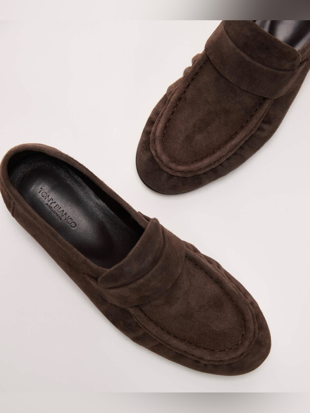 Tony Bianco GATSBY Espresso Brown Suede Slip On Loafer Shoes US 8 $190